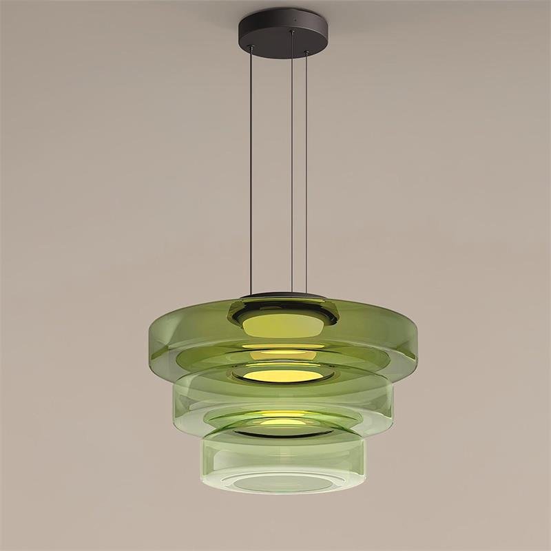 Gelaagde glazen hanglamp LED plafondverlichting met meerdere niveaus voor kookeiland eetkamer moderne getrapte kroonluchter in hoogte verstelbaar | Thomler