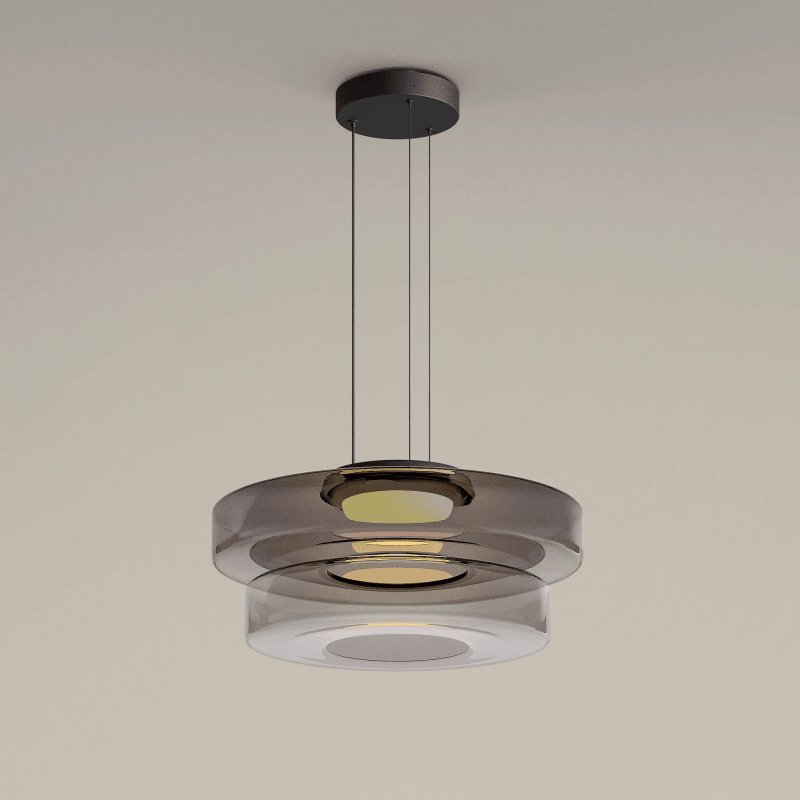 Gelaagde glazen hanglamp LED plafondverlichting met meerdere niveaus voor kookeiland eetkamer moderne getrapte kroonluchter in hoogte verstelbaar | Thomler
