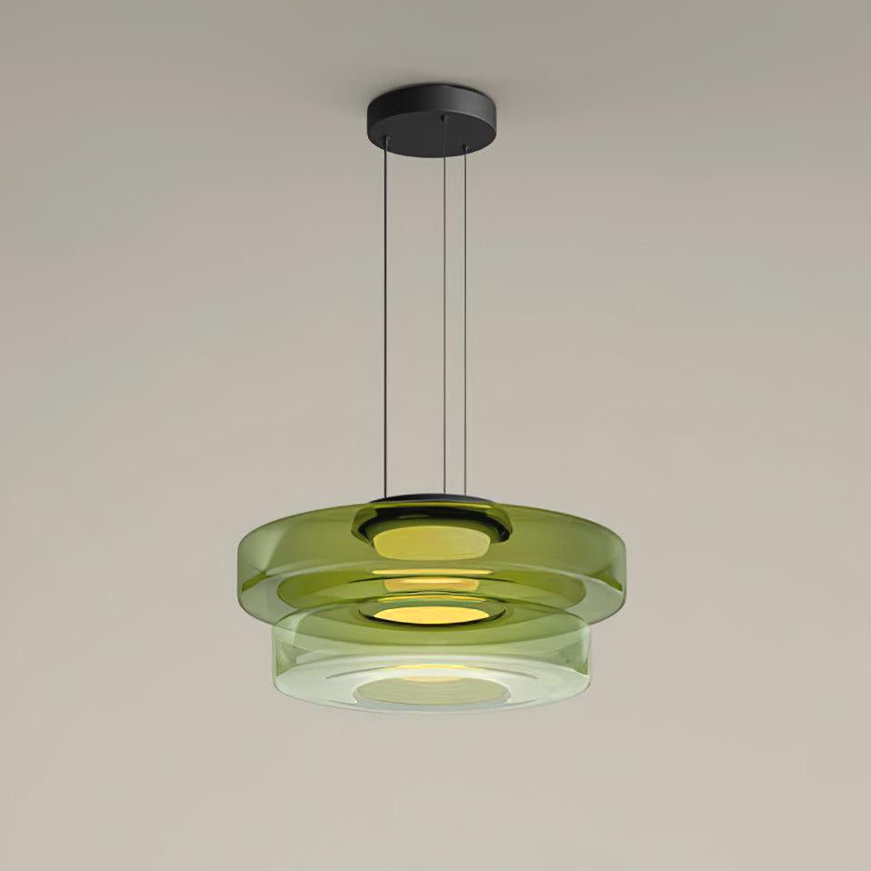 Gelaagde glazen hanglamp LED plafondverlichting met meerdere niveaus voor kookeiland eetkamer moderne getrapte kroonluchter in hoogte verstelbaar | Thomler