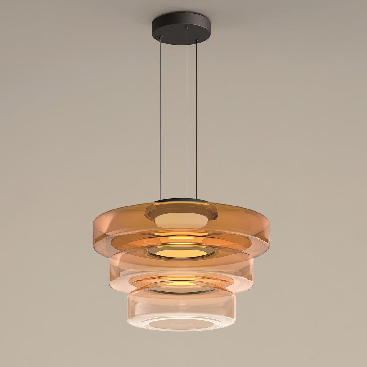 Gelaagde glazen hanglamp LED plafondverlichting met meerdere niveaus voor kookeiland eetkamer moderne getrapte kroonluchter in hoogte verstelbaar | Thomler