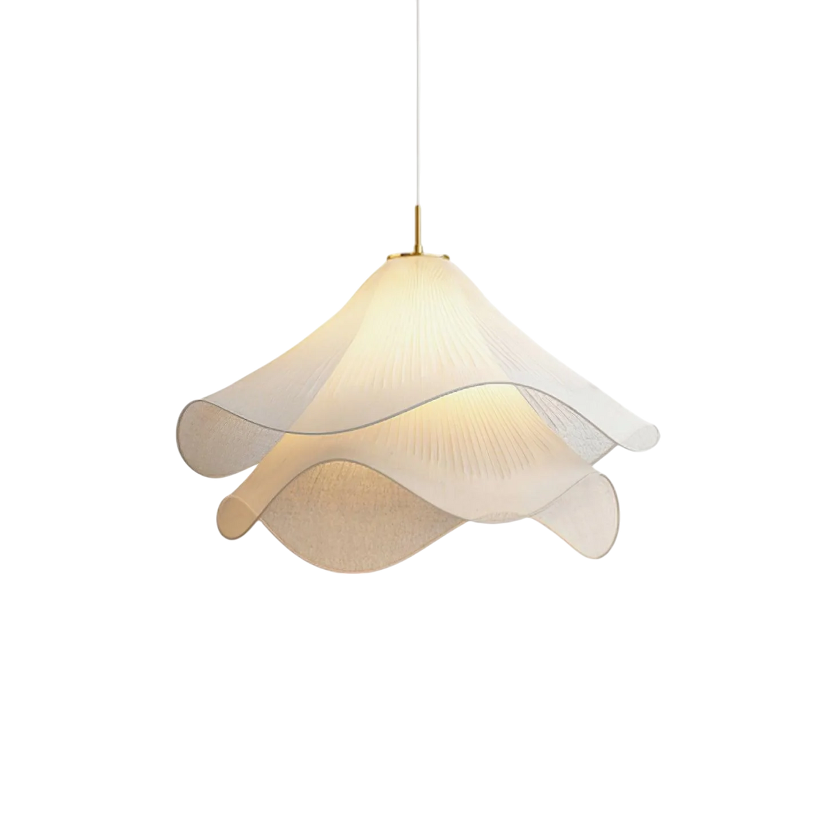 Layered Fabric Hanging Lamp 24 Inch Floral Ceiling Light for Dining Room Living Room Kitchen Modern Minimalist Adjustable Drop Fixture Neutr | Thomler