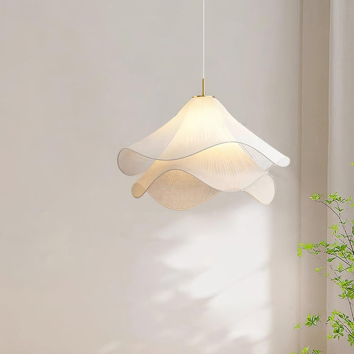 Lámpara colgante de pétalos de flores en capas, blanca y dorada, 24 pulgadas de diámetro, altura ajustable para comedor, cocina, dormitorio, sobre la mesa o isla | Thomler