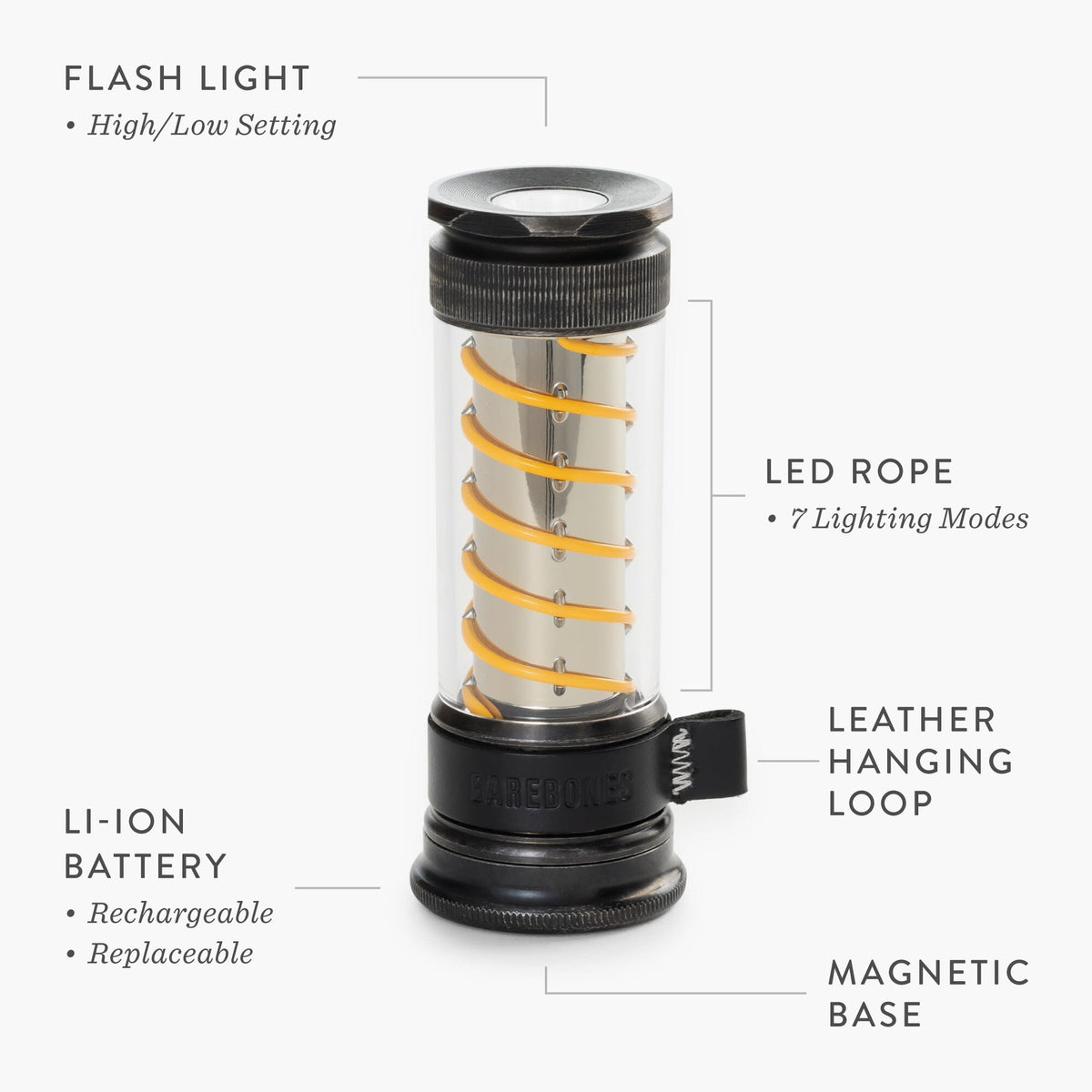 Oplaadbare led-kampeerlantaarn & zaklamp-combinatie met 7 lichtstanden, draagbaar USB-C-noodlicht voor wandelen, buitenavonturen & thuis | Thomler