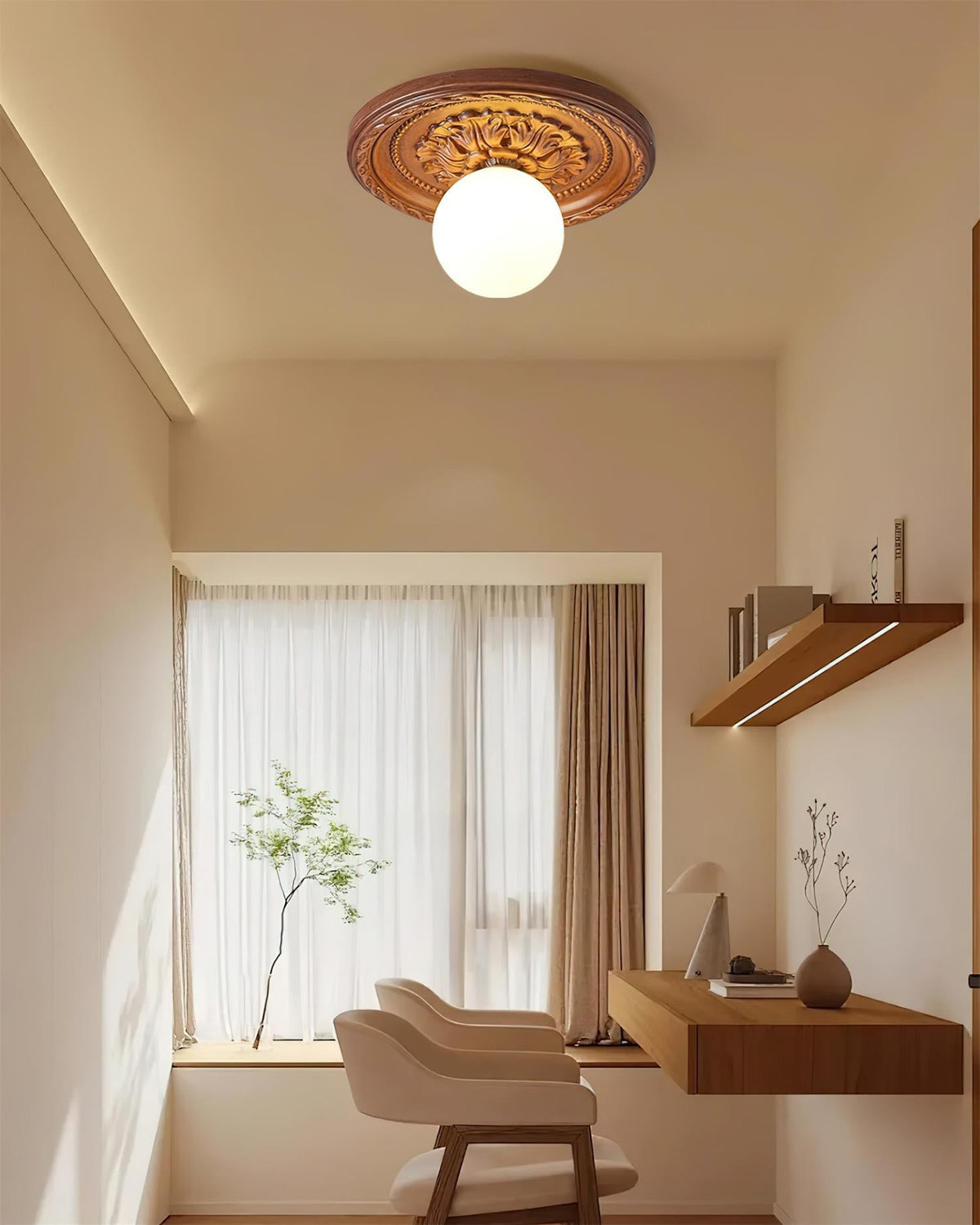 Acryl Plafonnière 35 cm Beige Slaapkamer Woonkamer Decoratieve Armatuur Laag Profiel Wandlamp Sfeerverlichting | Thomler