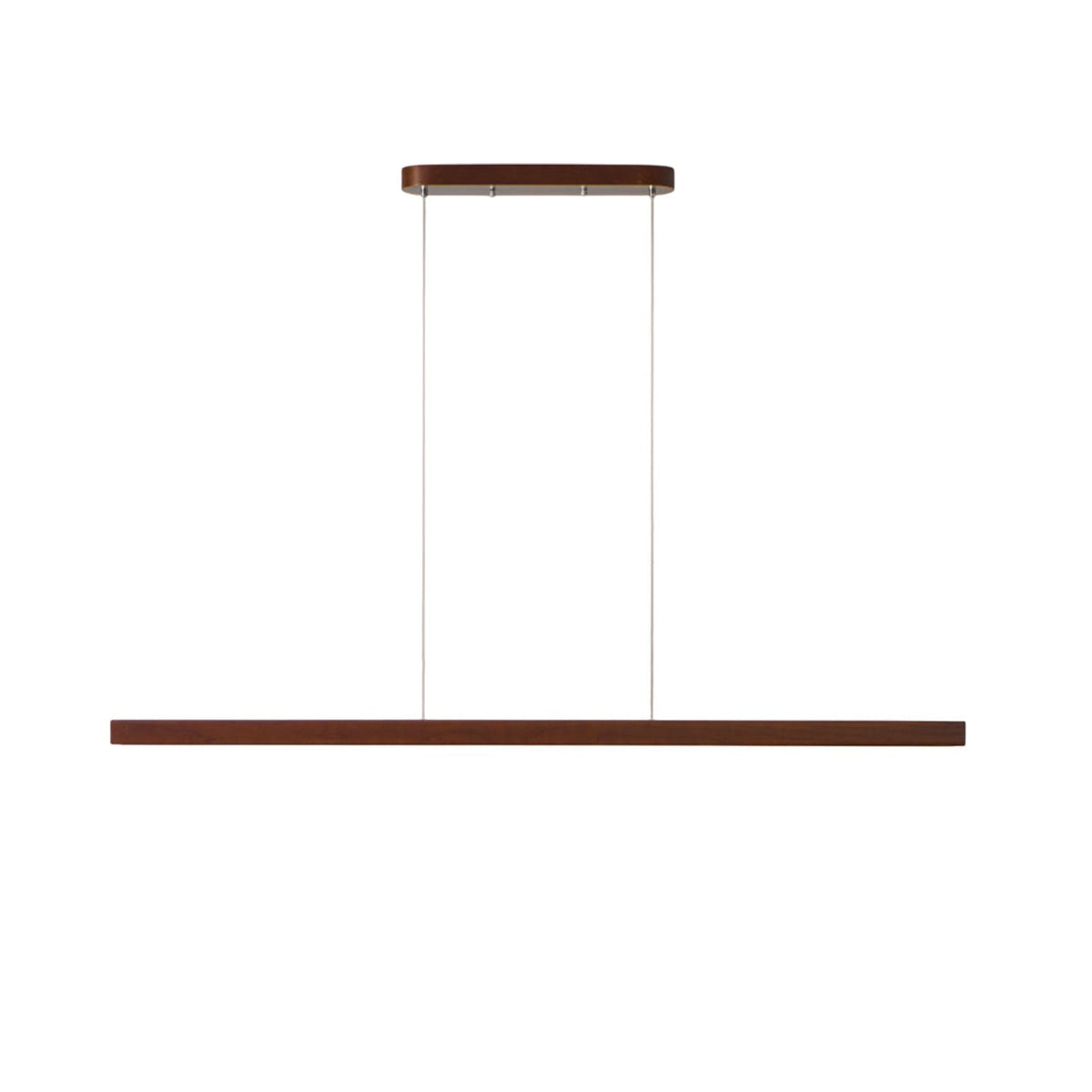 Linear Wooden Overhead Fixture Built-In LED Dining Room Kitchen Island Suspended Beam Natural Finish Adjustable Cables Contemporary Home Lig | Thomler