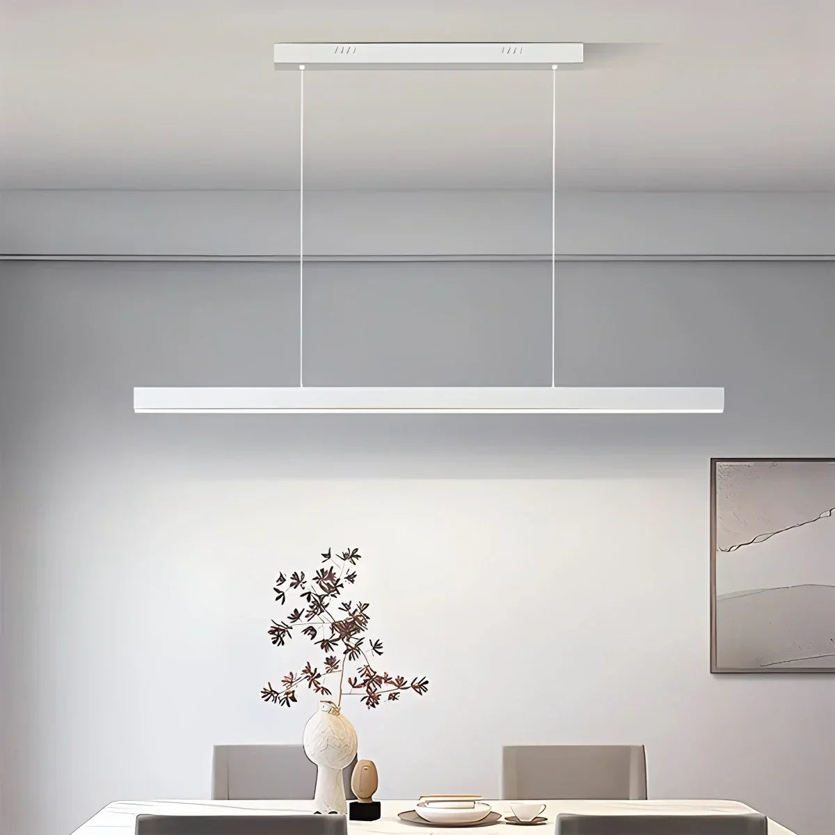 Lámpara de techo LED lineal de aluminio negro, luz colgante para comedor, isla de cocina, escritorio de oficina, lámpara suspendida minimalista moderna ajustable | Thomler