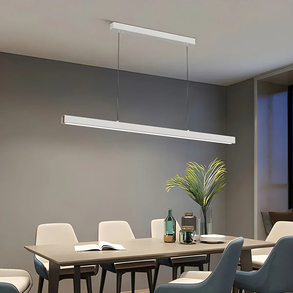 Lámpara de techo LED lineal de aluminio negro, luz colgante para comedor, isla de cocina, escritorio de oficina, lámpara suspendida minimalista moderna ajustable | Thomler