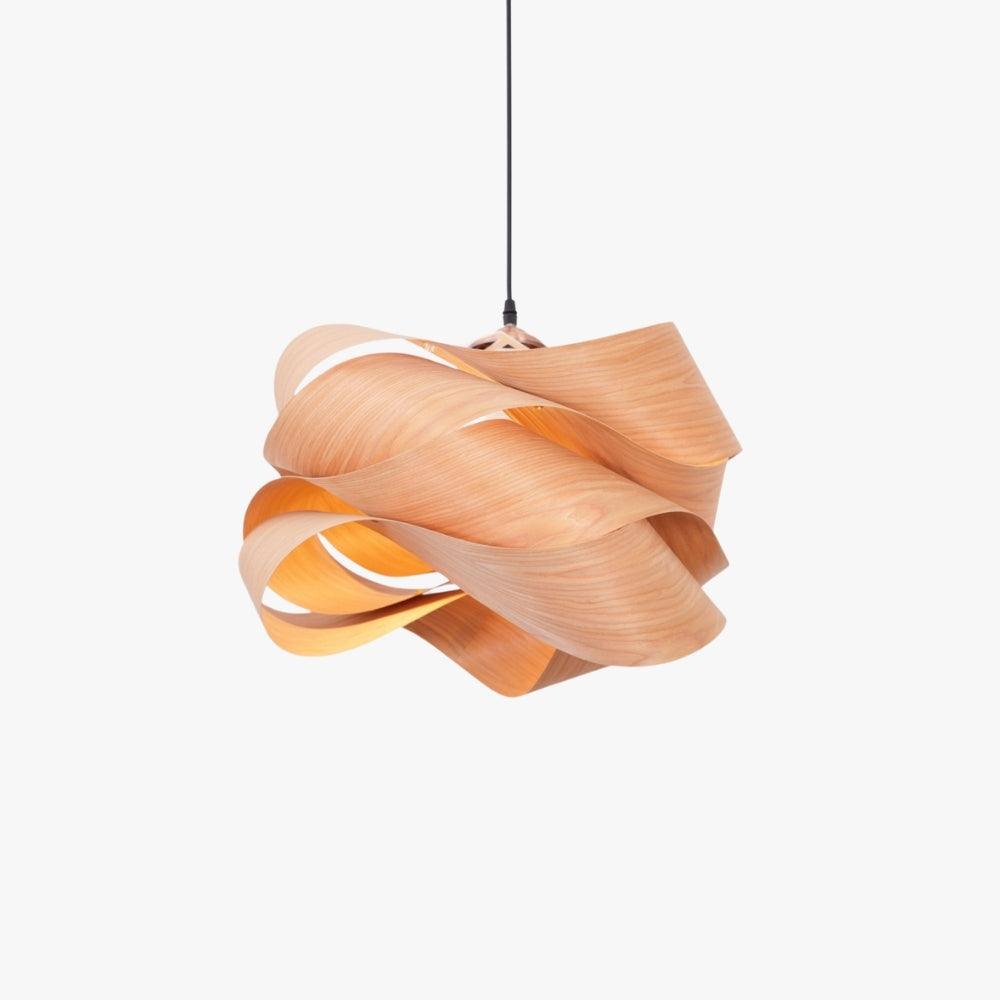 Hanging Ceiling Light Wood Grain Shade for Kitchen Island Dining Room Bedroom Adjustable Cord Modern Farmhouse Fixture Warm Glow E26 Base Ha | Thomler