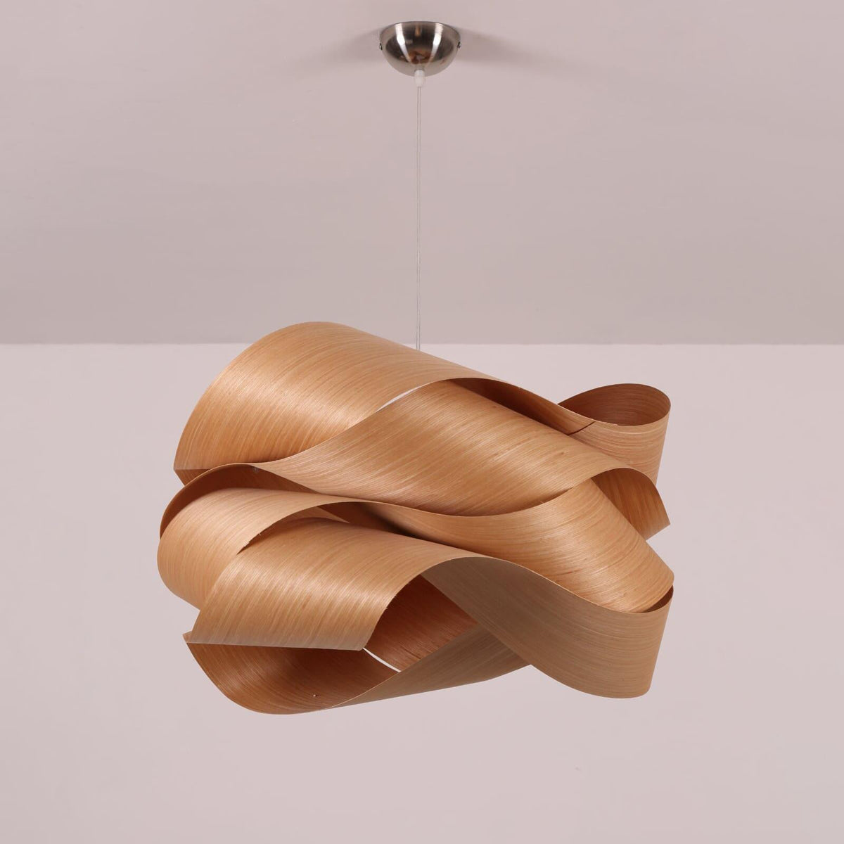 Hanging Ceiling Light Wood Grain Shade for Kitchen Island Dining Room Bedroom Adjustable Cord Modern Farmhouse Fixture Warm Glow E26 Base Ha | Thomler