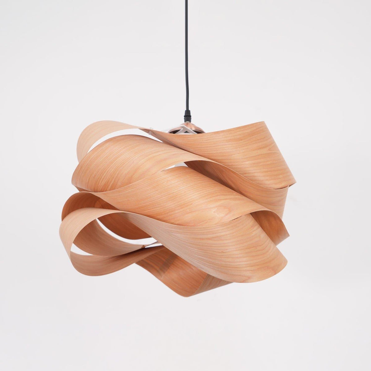 Hanging Ceiling Light Wood Grain Shade for Kitchen Island Dining Room Bedroom Adjustable Cord Modern Farmhouse Fixture Warm Glow E26 Base Ha | Thomler