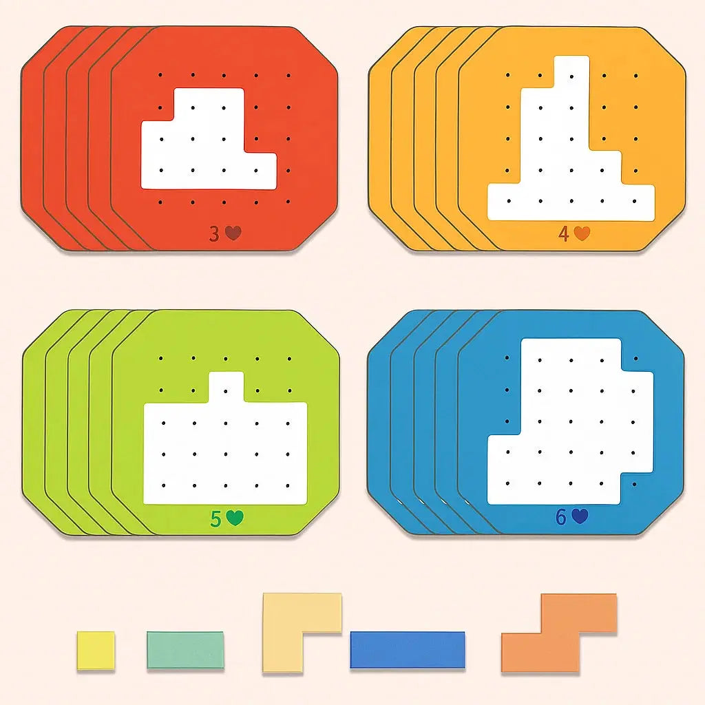 Shape-Matching Brain Teaser Set with 108 Pieces and 20 Pattern Cards for Kids Age 4+ and Adults | Thomler