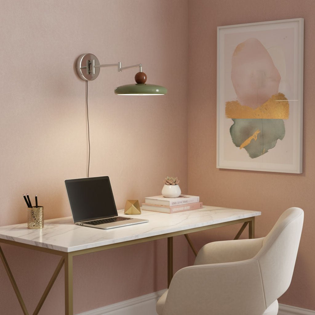 Aplique compacto enchufable con temperatura LED ajustable y detalles cromados para dormitorio, sala de estar, pasillo y rincón de lectura | Iluminación interior moderna | Thomler