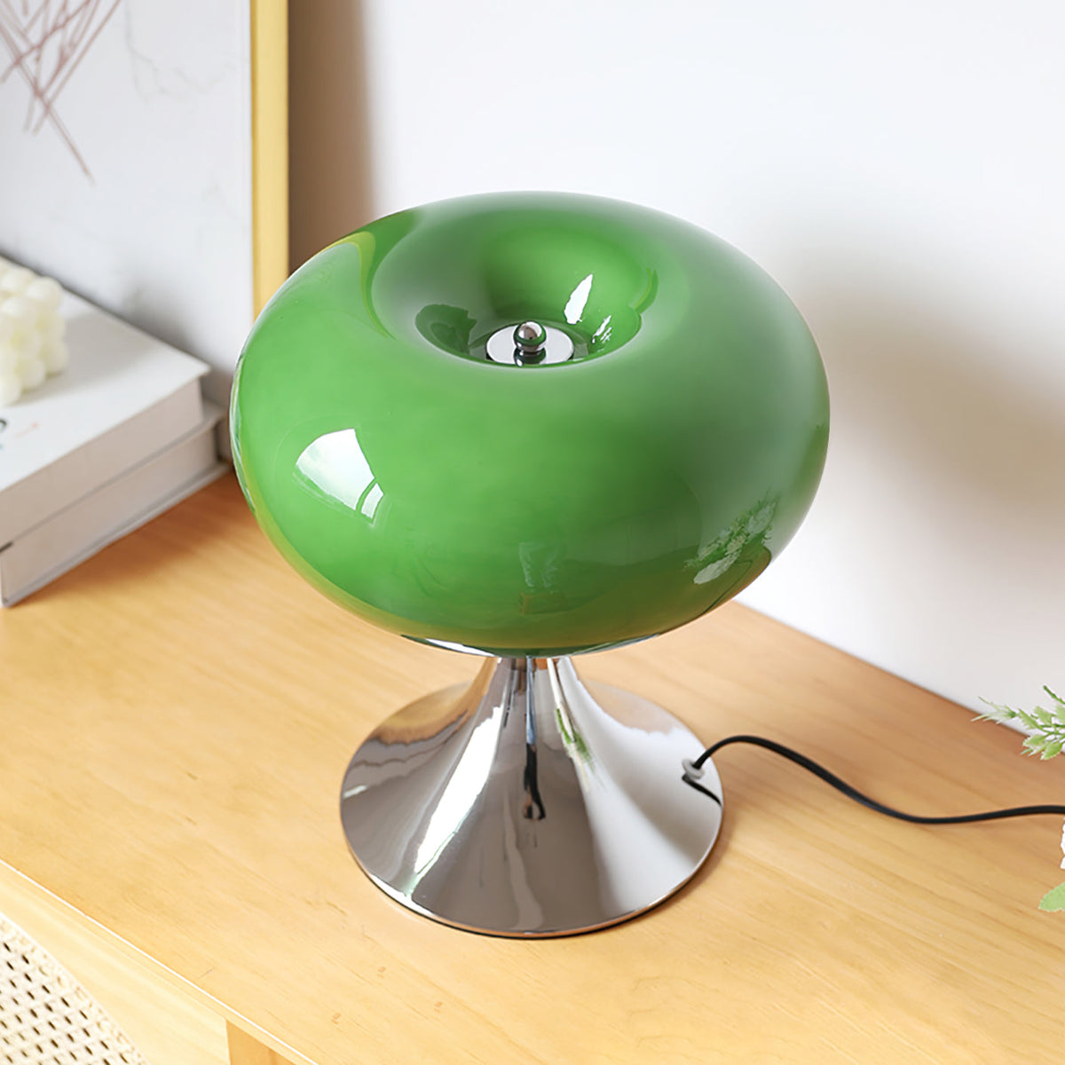 LED Desk Lamp 11 Inch Metal Glass Construction Modern Accent Light for Bedroom Office Nightstand Chrome White Green Cream Indoor | Thomler