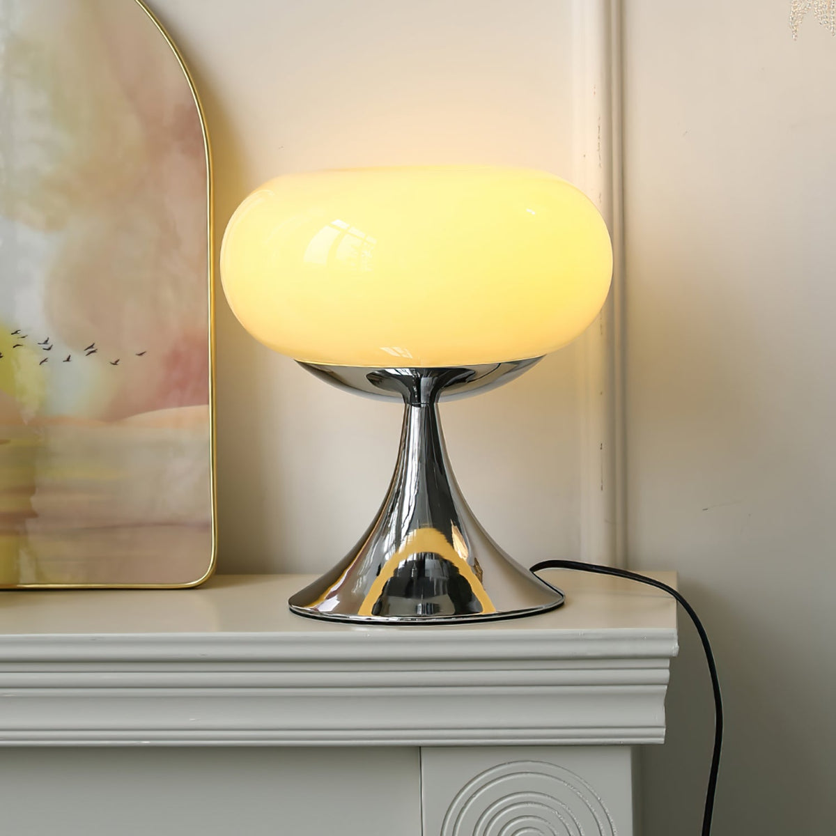 LED Desk Lamp 11 Inch Metal Glass Construction Modern Accent Light for Bedroom Office Nightstand Chrome White Green Cream Indoor | Thomler