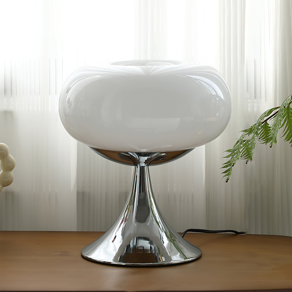 LED Desk Lamp 11 Inch Metal Glass Construction Modern Accent Light for Bedroom Office Nightstand Chrome White Green Cream Indoor | Thomler