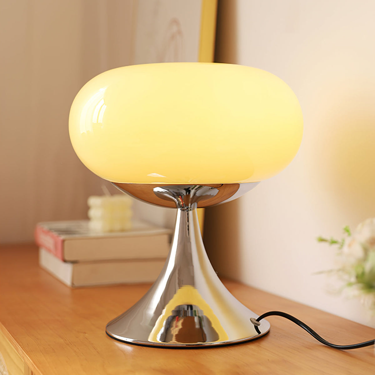 LED Desk Lamp 11 Inch Metal Glass Construction Modern Accent Light for Bedroom Office Nightstand Chrome White Green Cream Indoor | Thomler