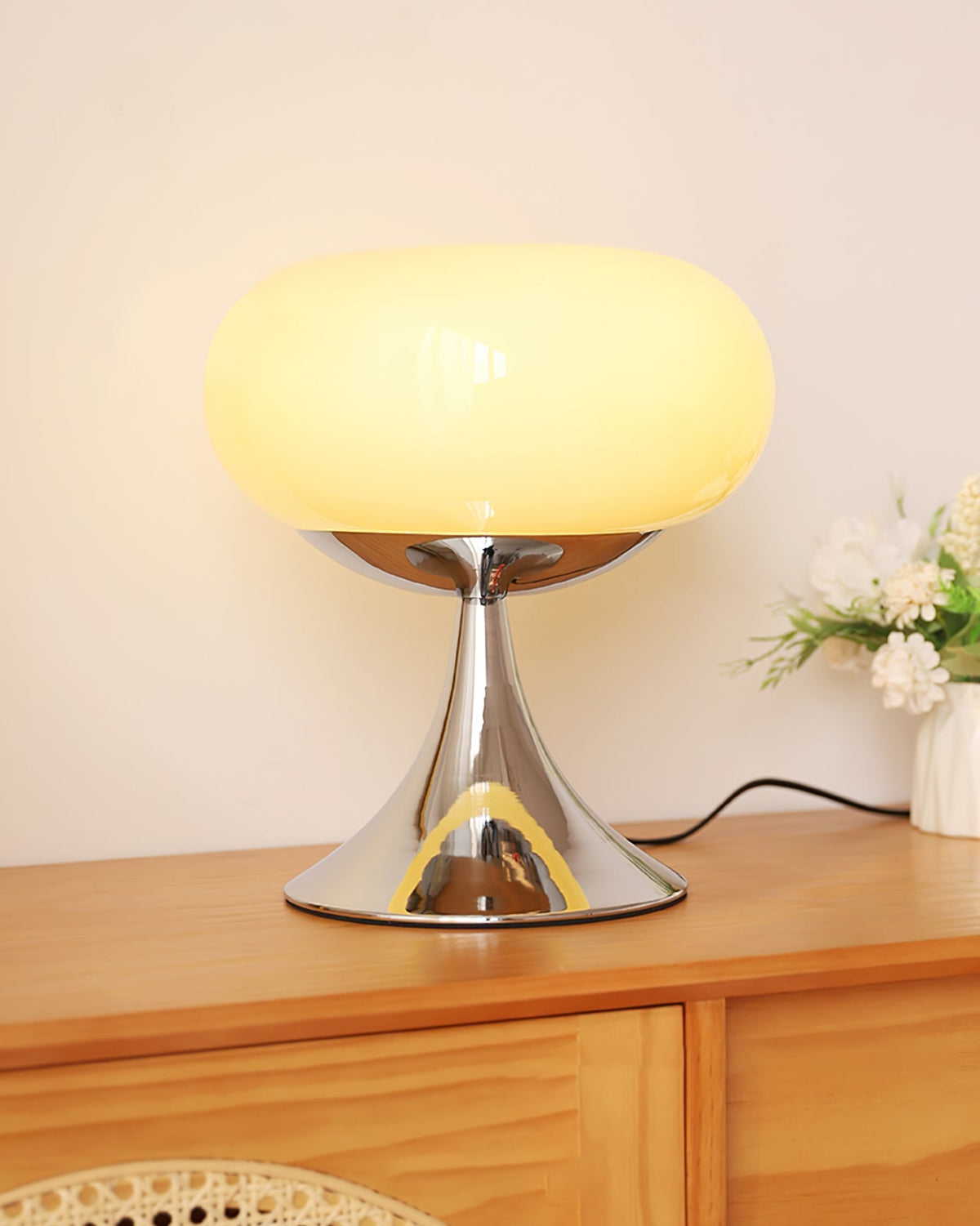 LED Desk Lamp 11 Inch Metal Glass Construction Modern Accent Light for Bedroom Office Nightstand Chrome White Green Cream Indoor | Thomler