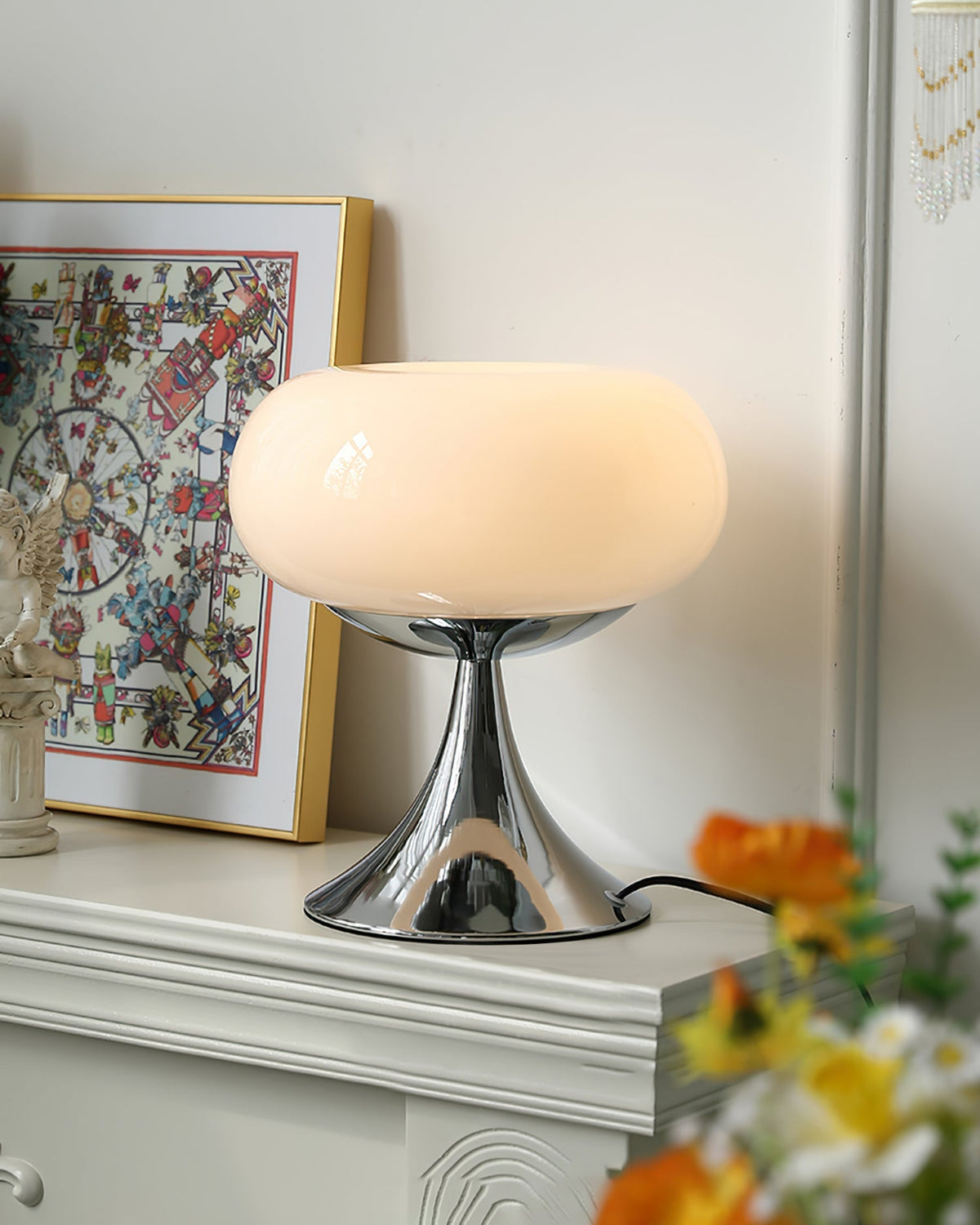 LED Desk Lamp 11 Inch Metal Glass Construction Modern Accent Light for Bedroom Office Nightstand Chrome White Green Cream Indoor | Thomler