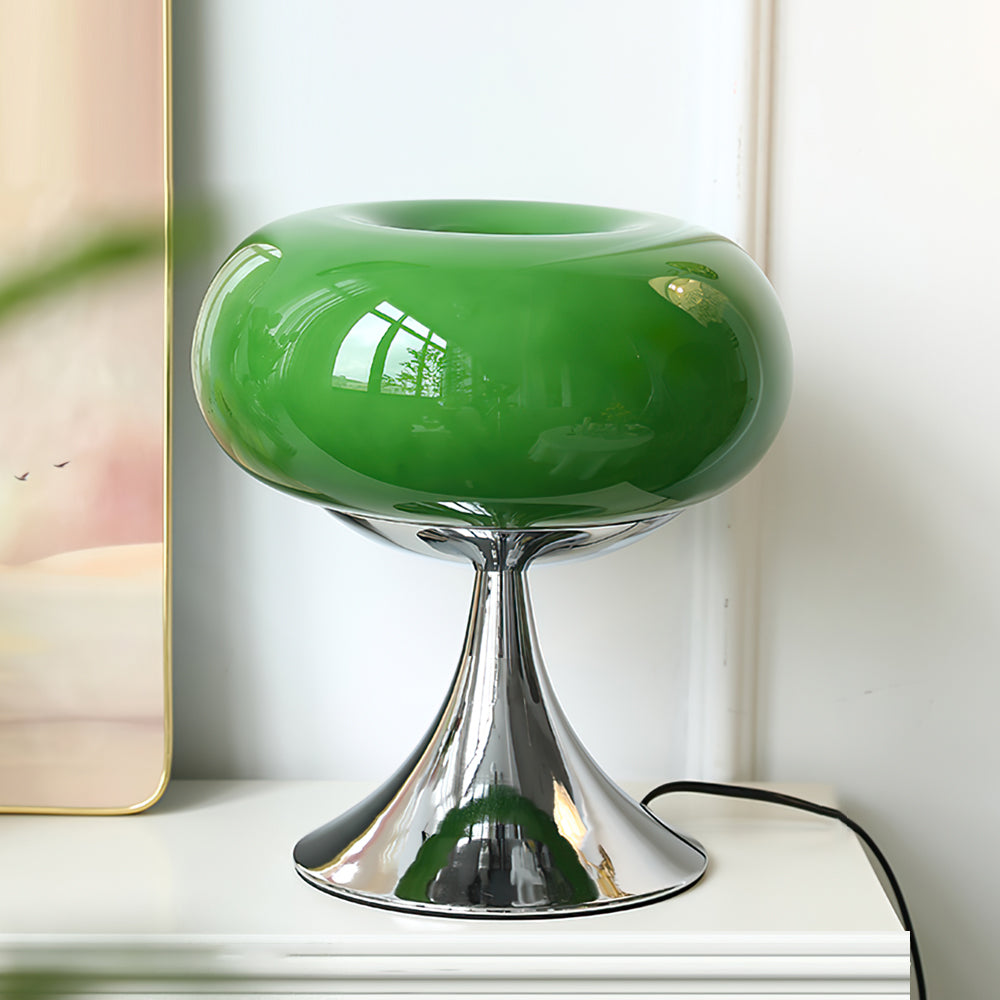 LED Desk Lamp 11 Inch Metal Glass Construction Modern Accent Light for Bedroom Office Nightstand Chrome White Green Cream Indoor | Thomler