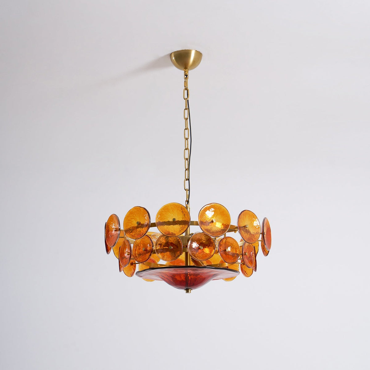 Gelaagde glazen schijfhangerlamp voor de eetkamer – Amberkleurige ronde plafondlamp – Verstelbare hanglamp voor kookeiland woonkamer | Thomler