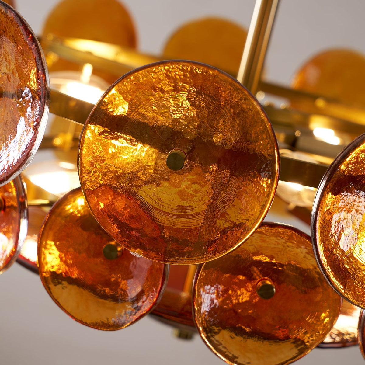 Gelaagde glazen schijfhangerlamp voor de eetkamer – Amberkleurige ronde plafondlamp – Verstelbare hanglamp voor kookeiland woonkamer | Thomler