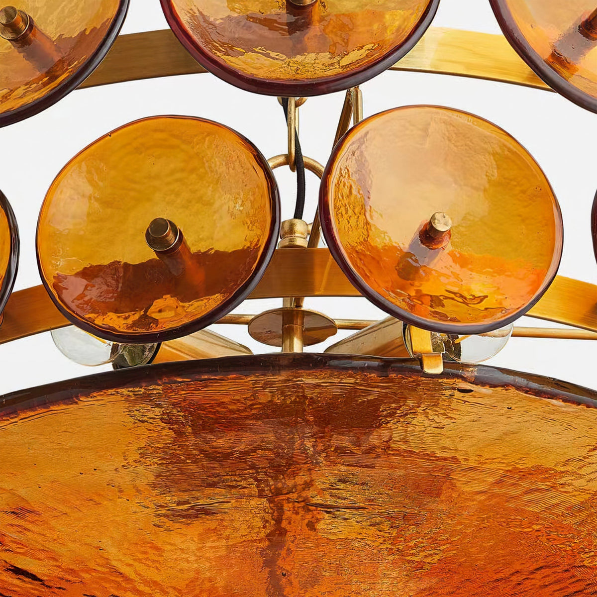 Gelaagde glazen schijfhangerlamp voor de eetkamer – Amberkleurige ronde plafondlamp – Verstelbare hanglamp voor kookeiland woonkamer | Thomler