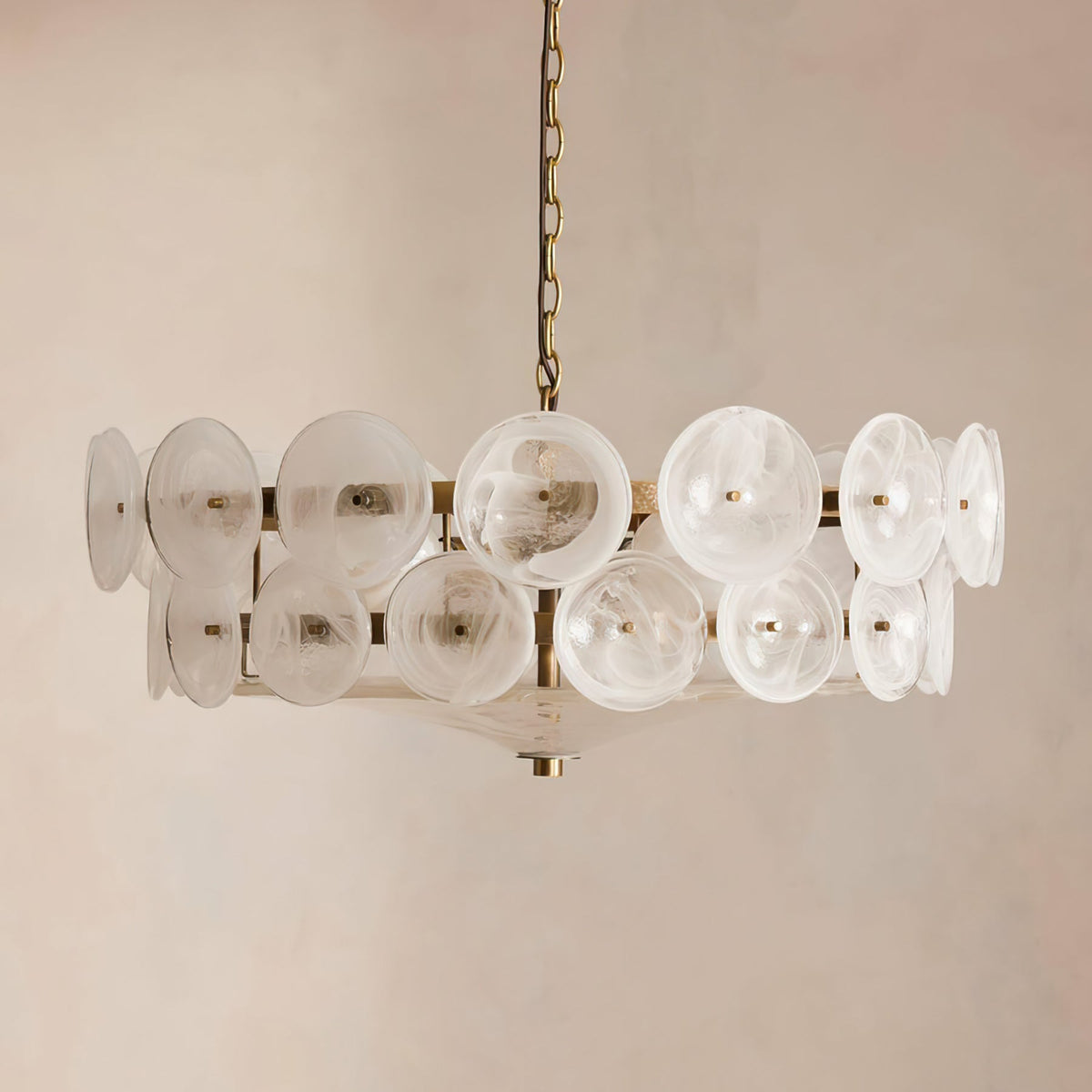 Gelaagde glazen schijfhangerlamp voor de eetkamer – Amberkleurige ronde plafondlamp – Verstelbare hanglamp voor kookeiland woonkamer | Thomler