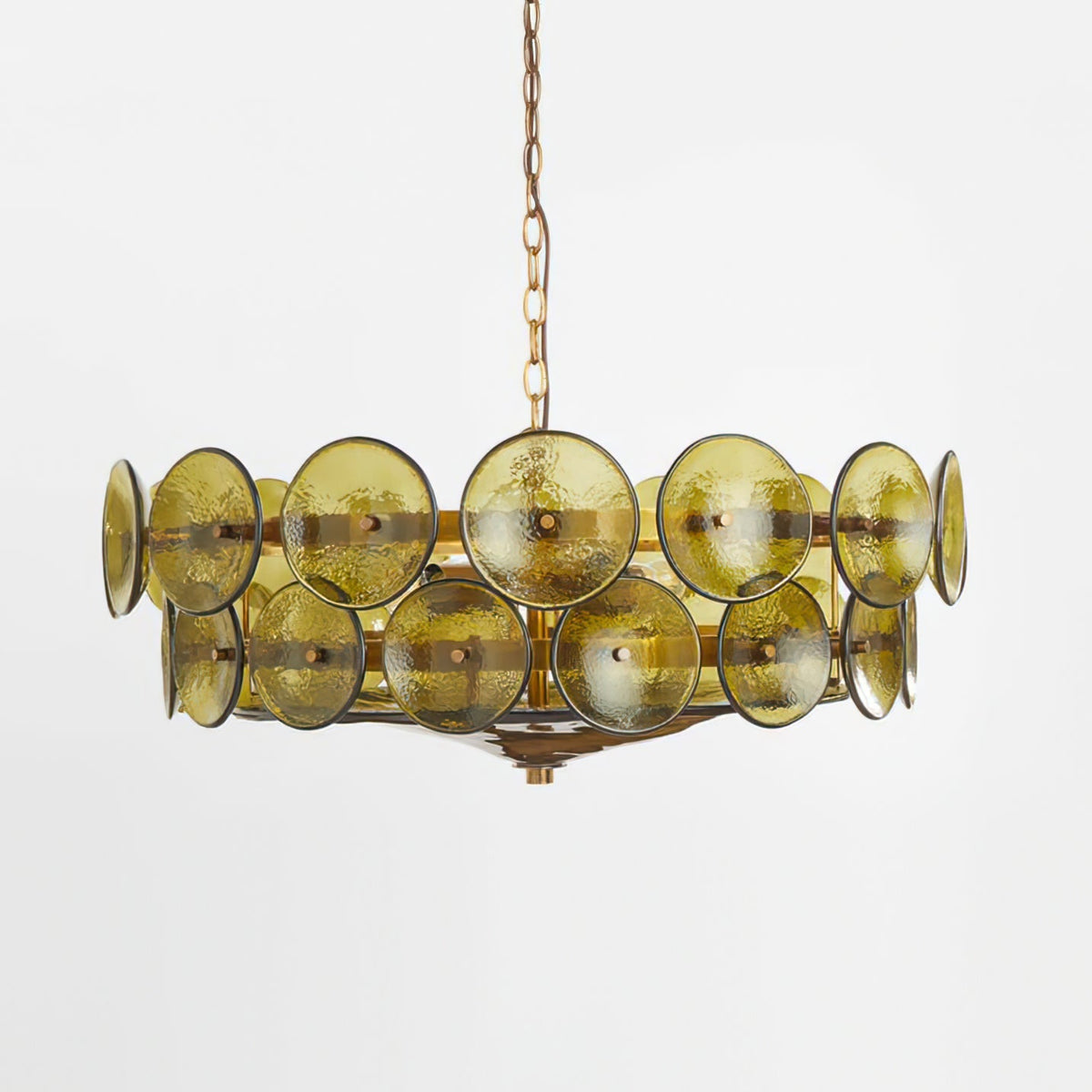 Gelaagde glazen schijfhangerlamp voor de eetkamer – Amberkleurige ronde plafondlamp – Verstelbare hanglamp voor kookeiland woonkamer | Thomler