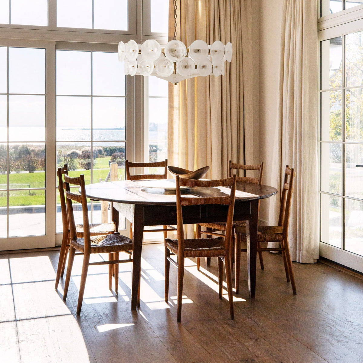 Gelaagde glazen schijfhangerlamp voor de eetkamer – Amberkleurige ronde plafondlamp – Verstelbare hanglamp voor kookeiland woonkamer | Thomler