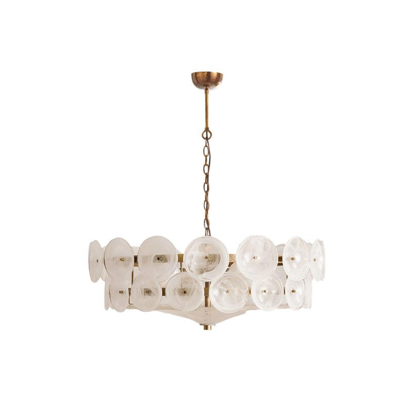 Gelaagde glazen schijfhangerlamp voor de eetkamer – Amberkleurige ronde plafondlamp – Verstelbare hanglamp voor kookeiland woonkamer | Thomler