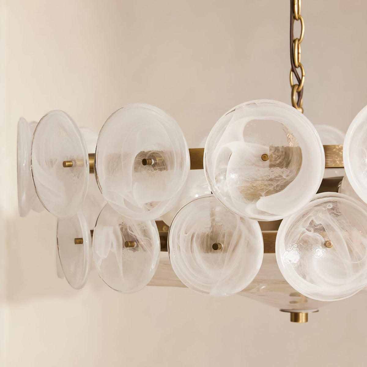 Gelaagde glazen schijfhangerlamp voor de eetkamer – Amberkleurige ronde plafondlamp – Verstelbare hanglamp voor kookeiland woonkamer | Thomler