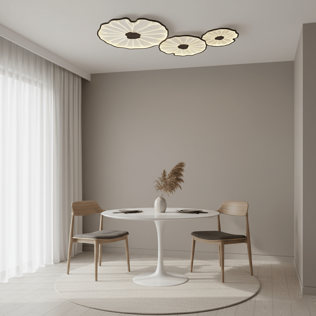 Hout-look led-plafondlamp, opbouwmodel met botanisch gebogen randontwerp voor slaapkamer, woonkamer en keuken