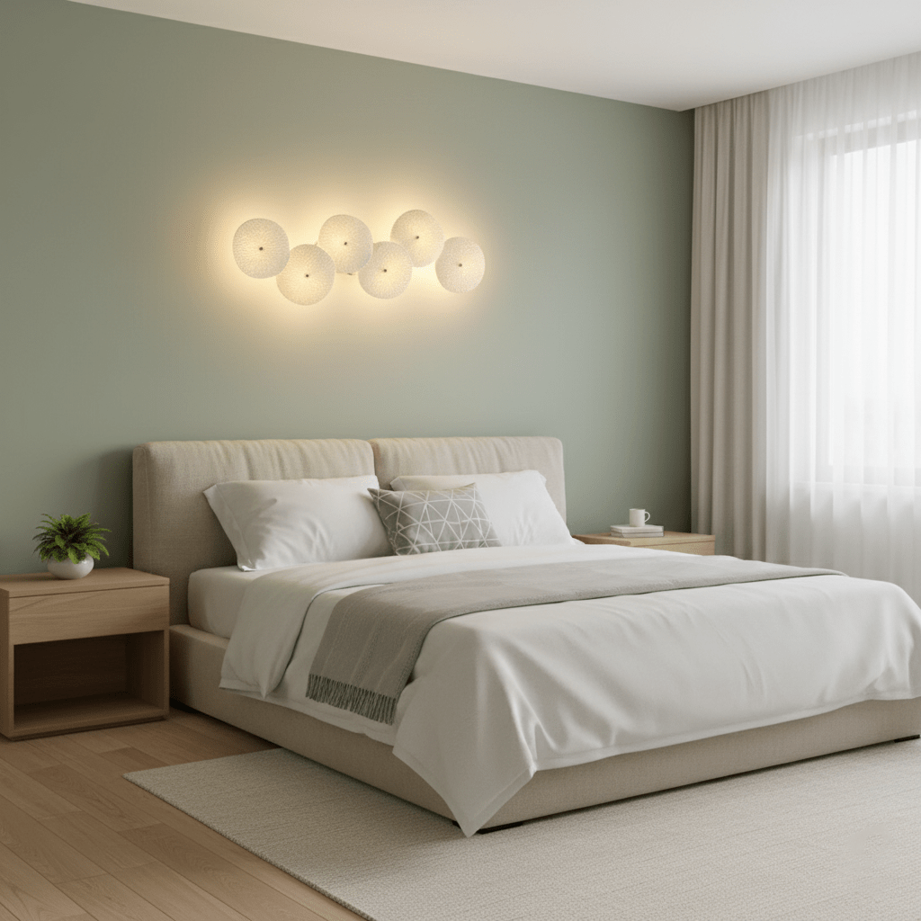Aplique de pétalo esculpido dorado y blanco, lámpara LED Art Déco para pasillo, sala de estar, meditación, dormitorio, acento, 19.7 pulgadas, montaje en pared, iluminación interior | Thomler