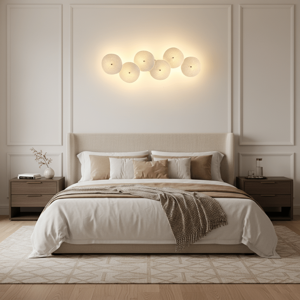 Aplique de pétalo esculpido dorado y blanco, lámpara LED Art Déco para pasillo, sala de estar, meditación, dormitorio, acento, 19.7 pulgadas, montaje en pared, iluminación interior | Thomler