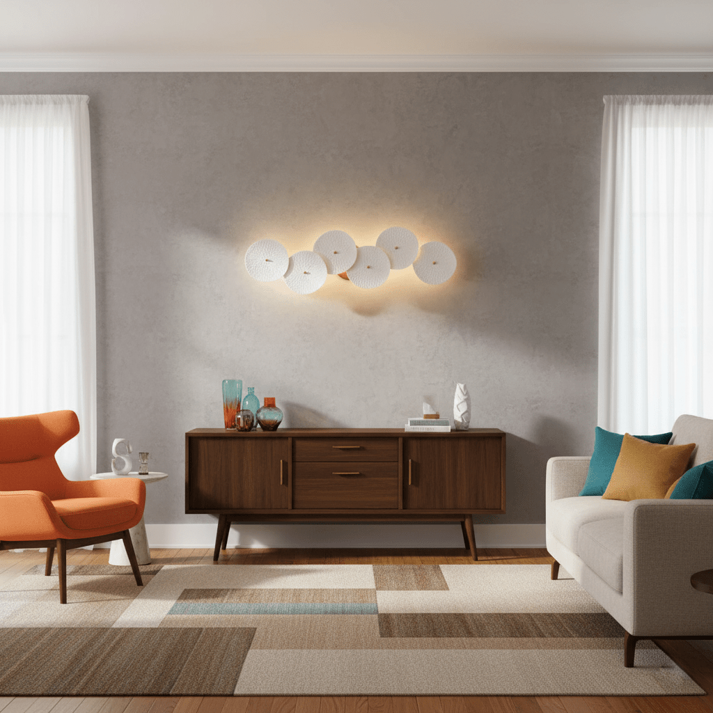 Aplique de pétalo esculpido dorado y blanco, lámpara LED Art Déco para pasillo, sala de estar, meditación, dormitorio, acento, 19.7 pulgadas, montaje en pared, iluminación interior | Thomler