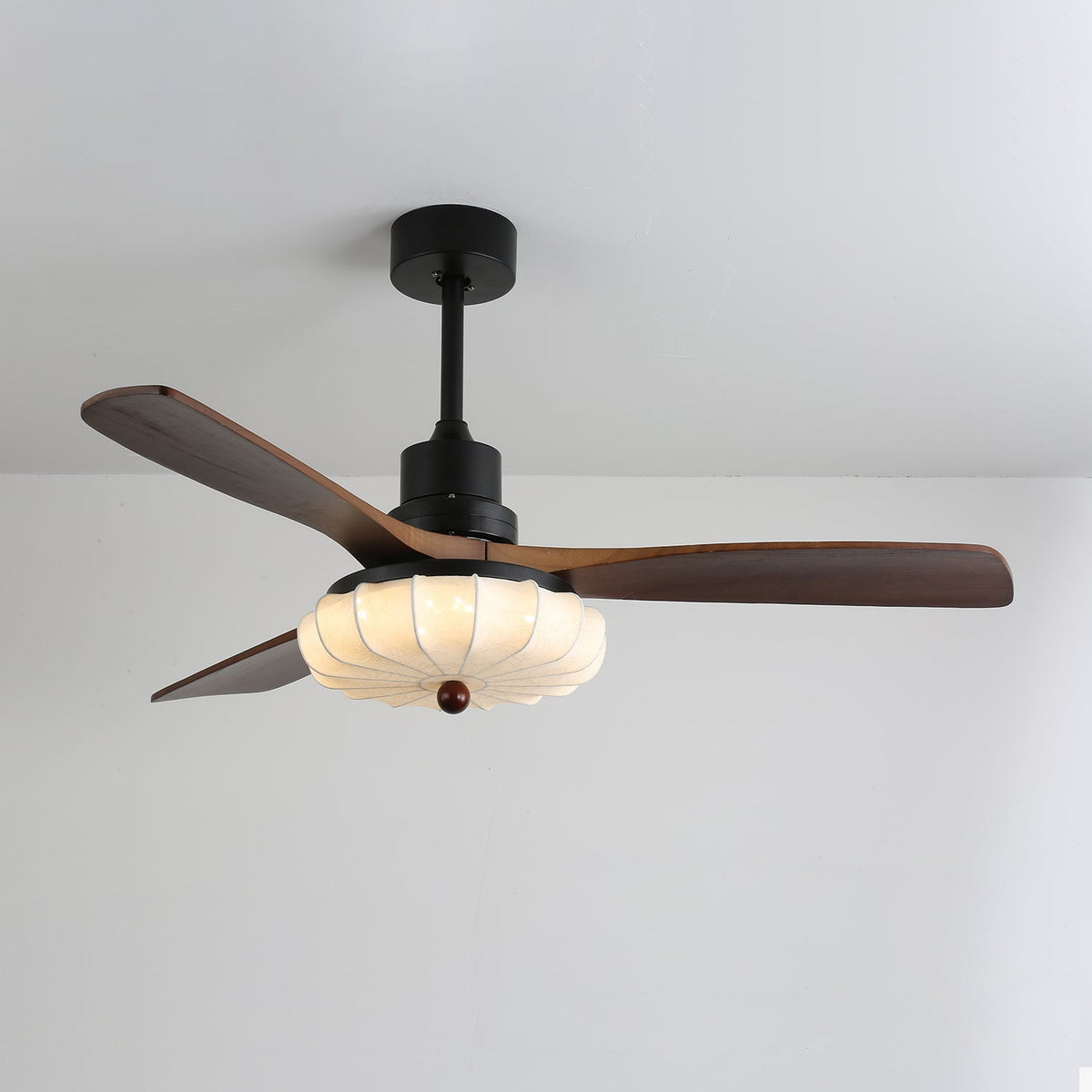 Wood Blade Ceiling Fan with Drum Shade Light DC Motor 6 Speed Remote Indoor Dining Living Bedroom Adjustable 36 42 48 52 Inch Quiet Reversib