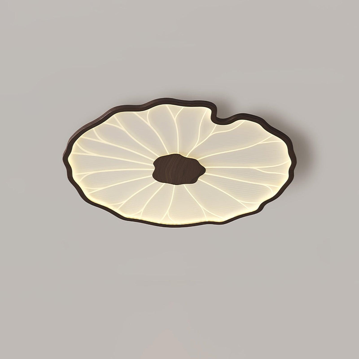 Hout-look led-plafondlamp, opbouwmodel met botanisch gebogen randontwerp voor slaapkamer, woonkamer en keuken