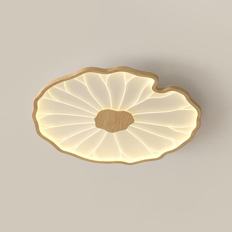Hout-look led-plafondlamp, opbouwmodel met botanisch gebogen randontwerp voor slaapkamer, woonkamer en keuken