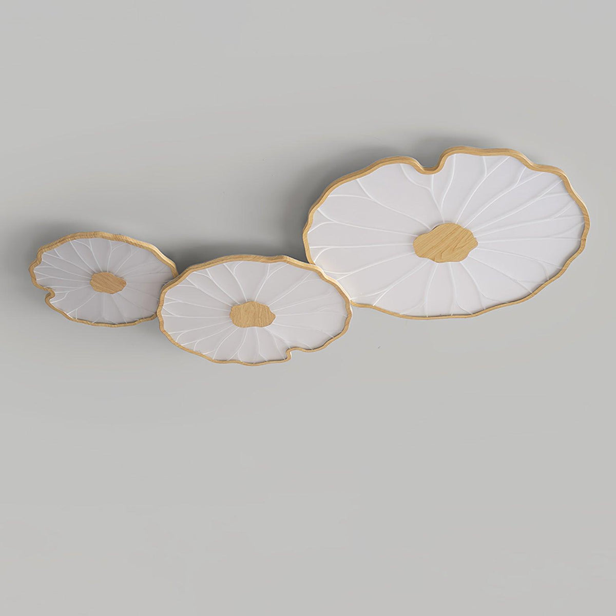 Hout-look led-plafondlamp, opbouwmodel met botanisch gebogen randontwerp voor slaapkamer, woonkamer en keuken