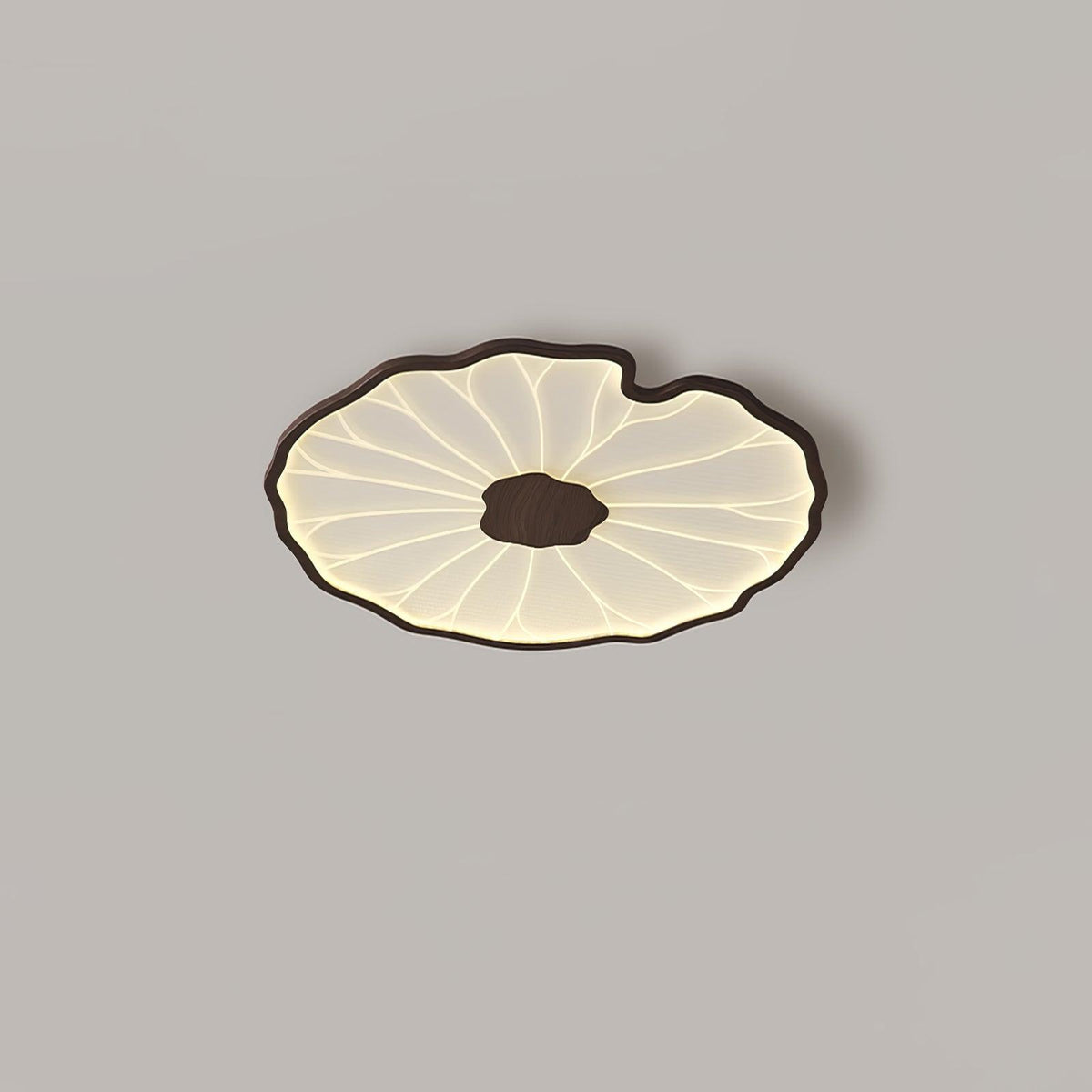 Hout-look led-plafondlamp, opbouwmodel met botanisch gebogen randontwerp voor slaapkamer, woonkamer en keuken