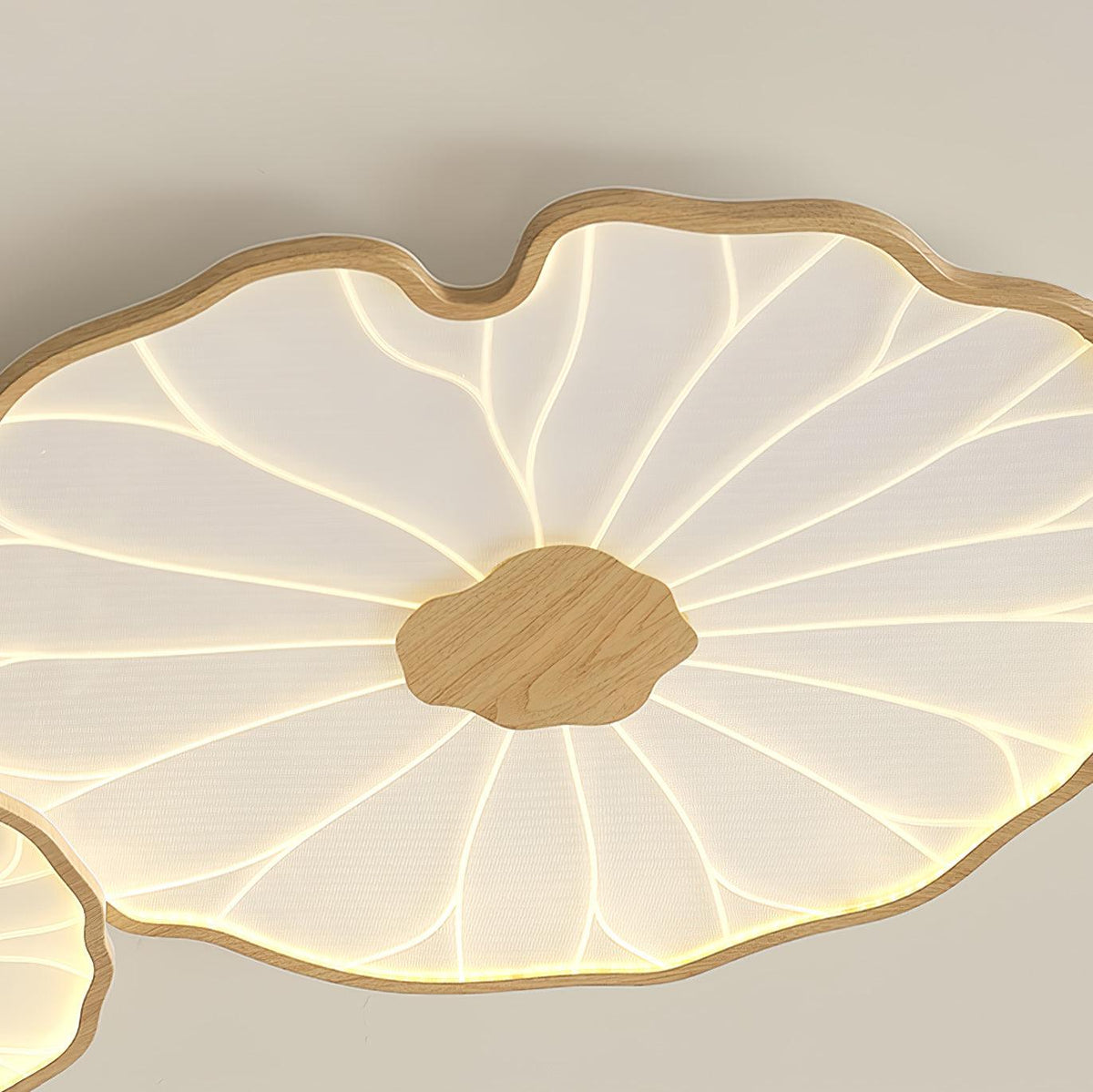 Hout-look led-plafondlamp, opbouwmodel met botanisch gebogen randontwerp voor slaapkamer, woonkamer en keuken