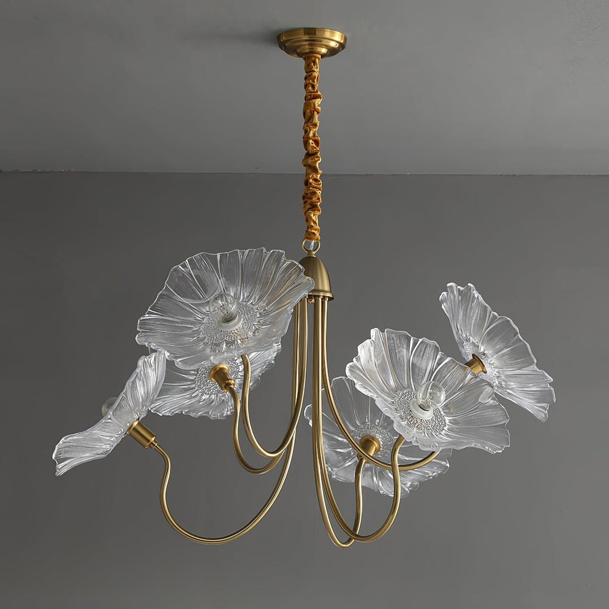 Lámpara colgante botánica de cristal de 35 pulgadas con acabado dorado para comedor, sala de estar o vestíbulo, iluminación ambiental superior | Thomler