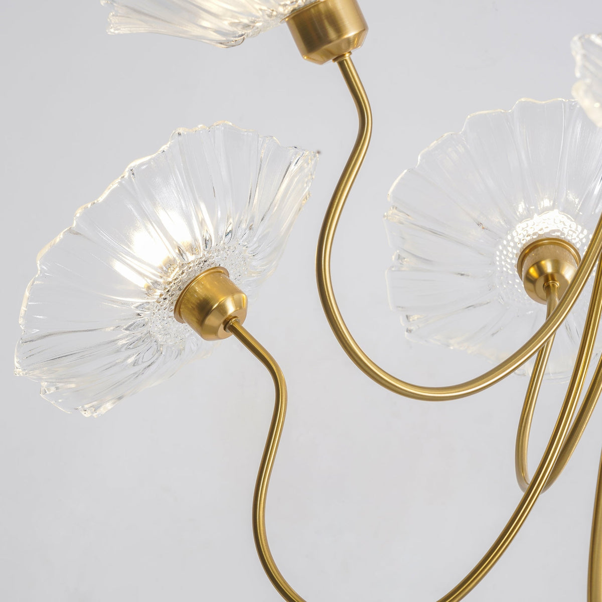 Lámpara colgante botánica de cristal de 35 pulgadas con acabado dorado para comedor, sala de estar o vestíbulo, iluminación ambiental superior | Thomler