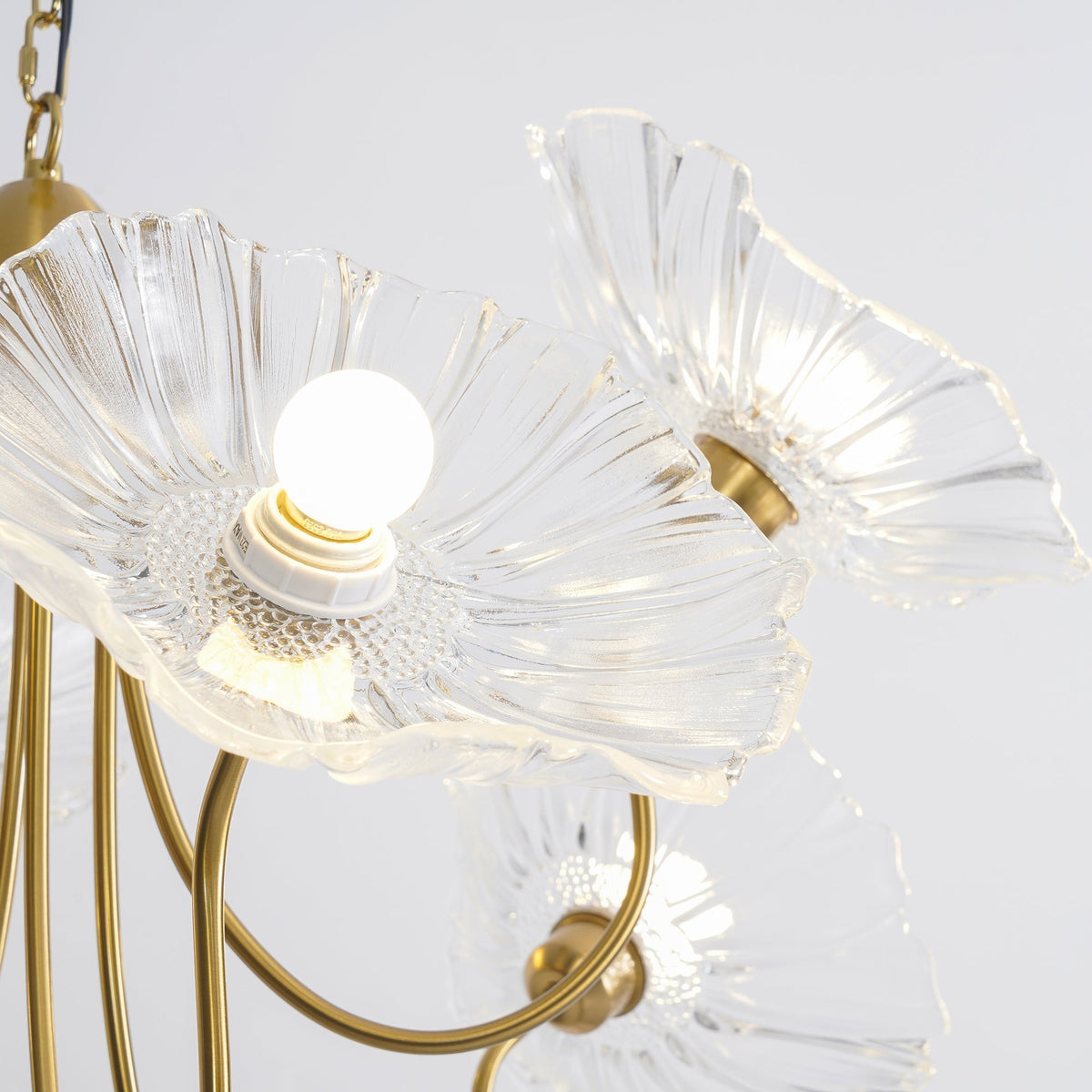 Lámpara colgante botánica de cristal de 35 pulgadas con acabado dorado para comedor, sala de estar o vestíbulo, iluminación ambiental superior | Thomler