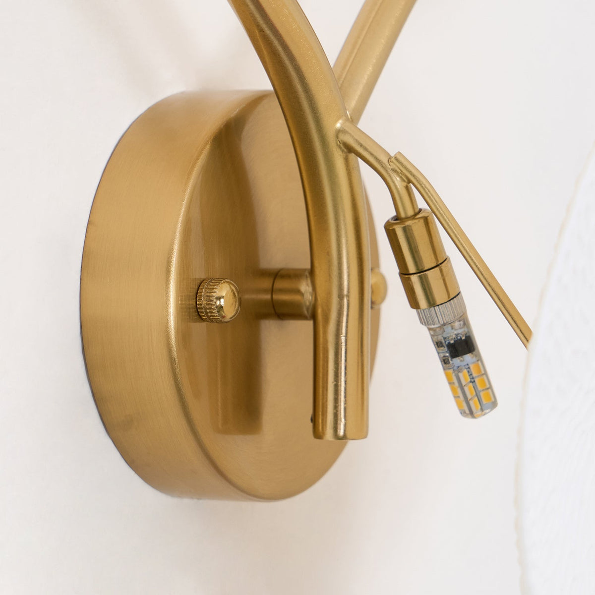 Aplique de pétalo esculpido dorado y blanco, lámpara LED Art Déco para pasillo, sala de estar, meditación, dormitorio, acento, 19.7 pulgadas, montaje en pared, iluminación interior | Thomler