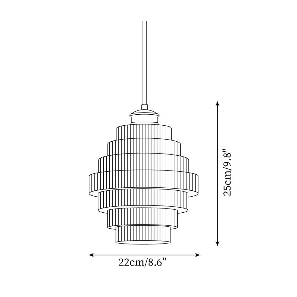 Lámpara colgante de cristal escalonado de 9.8 pulgadas, luz cálida, pantalla estriada, detalles en latón, altura ajustable, color gris humo ámbar, bombilla E26, modelo D | Thomler