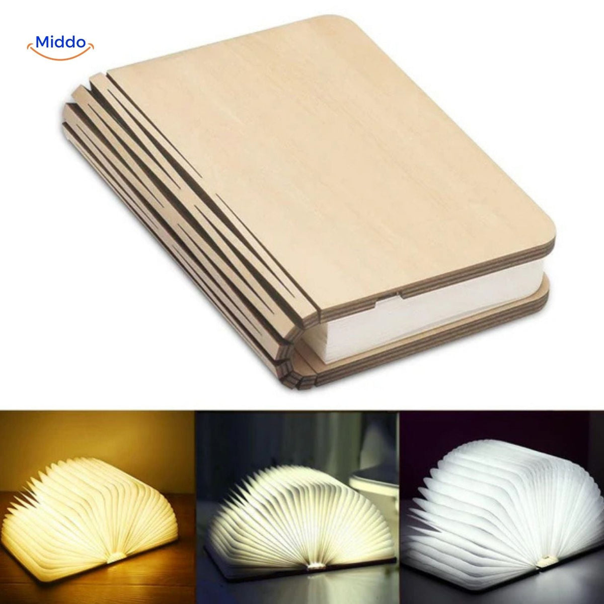 Adjustable Wood-Grain LED Desk Lamp with 3 Light Modes & Foldable Design for Home Office Reading & Bedside