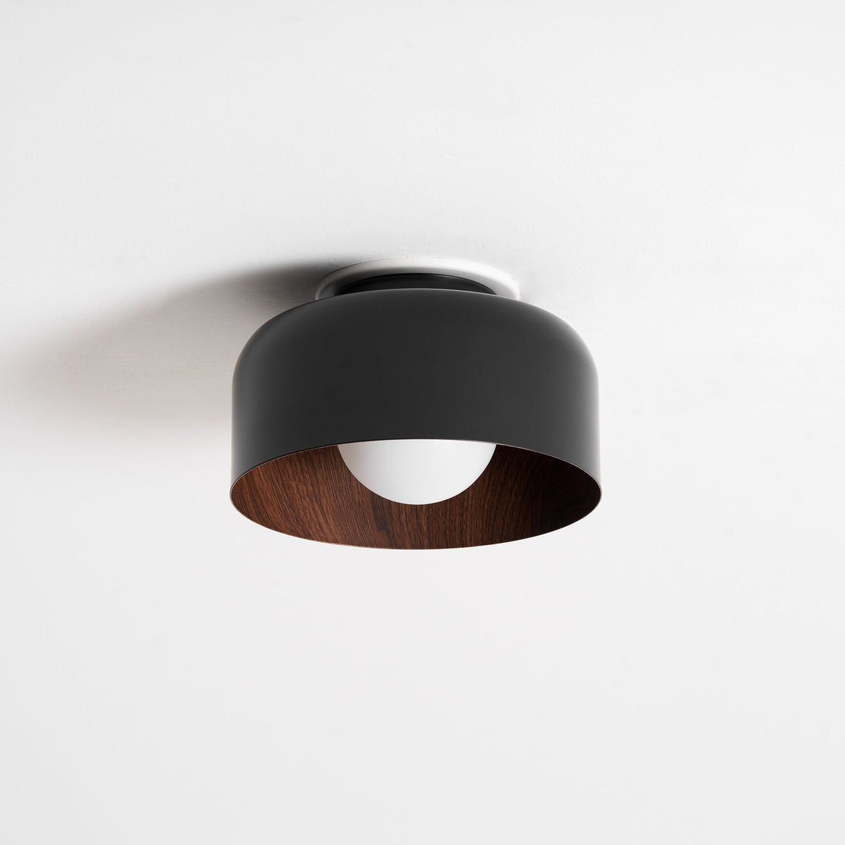 Flush Mount Ceiling Light Fixture for Bedroom Hallway Small Rooms 9 in Round LED Glass Shade with Wood Grain Interior Modern Accent for Livi | Thomler