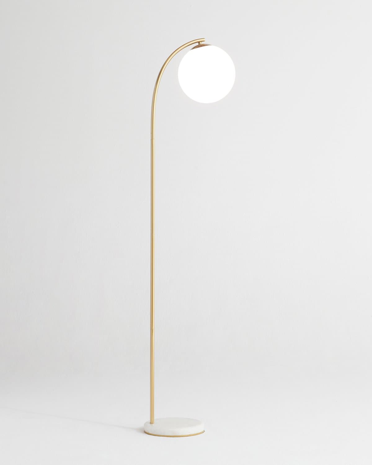 Curved Arc Floor Lamp with Marble Base & White Globe Shade 66 inches Tall Brass Accent Standing Light for Living Room Bedroom Reading Nook | Thomler