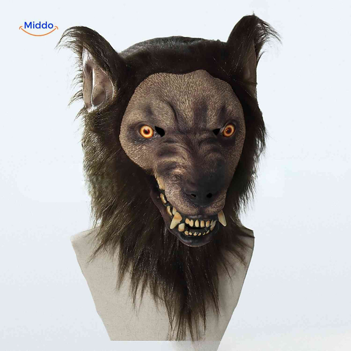Werewolf Head Mask with Glow Effect – Realistic Latex Halloween Costume Mask